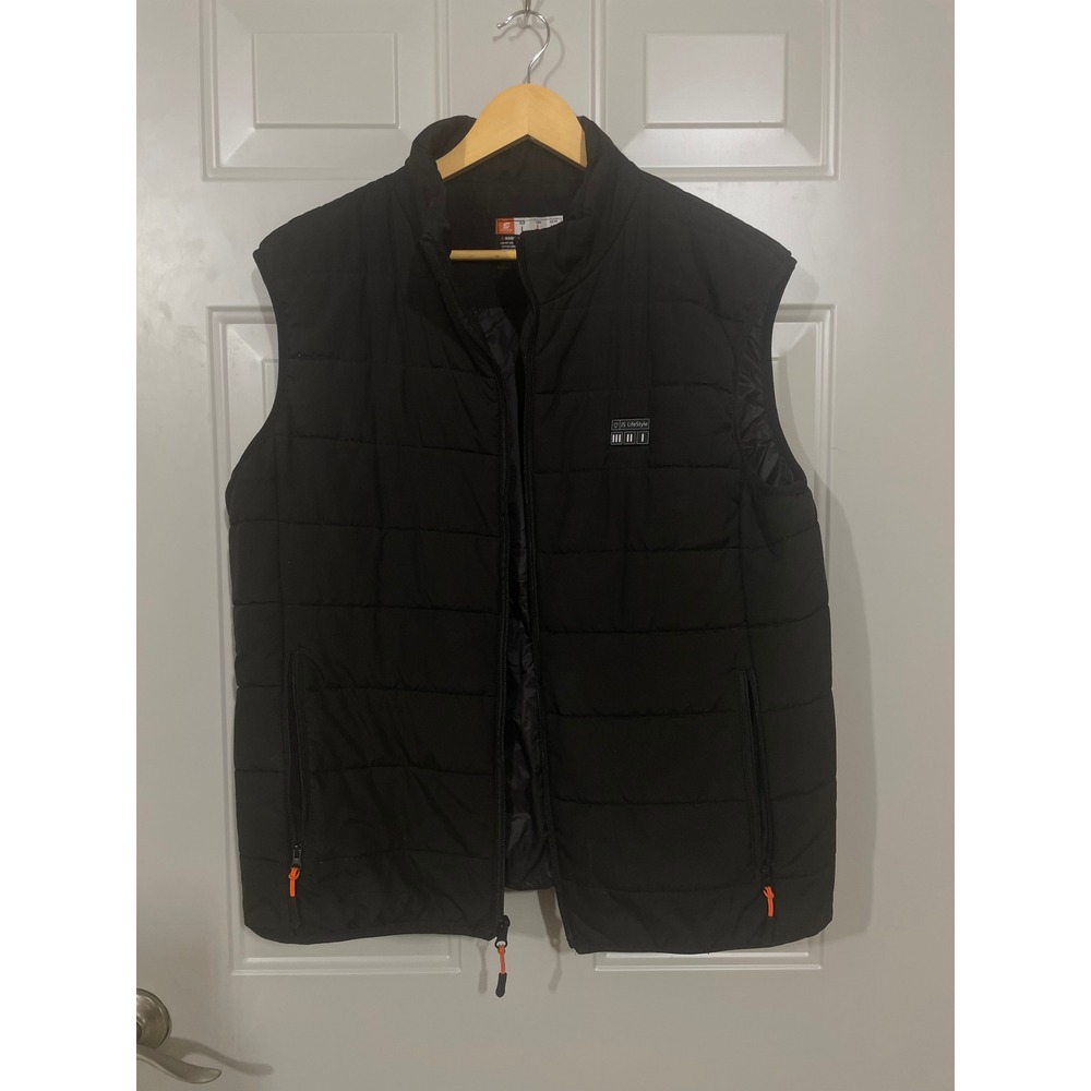 JS LifeStyle Heated Puffer Vest Mens L Black Excellent VEST ONLY‎